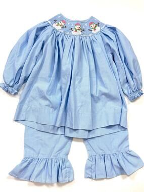 Remember Nguyen Smocked Gingham Snowman Set
